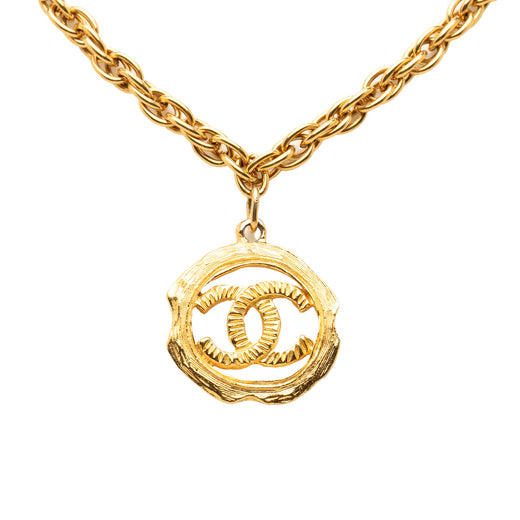 CC Gold Plated Round Pendant Necklace - Image 1