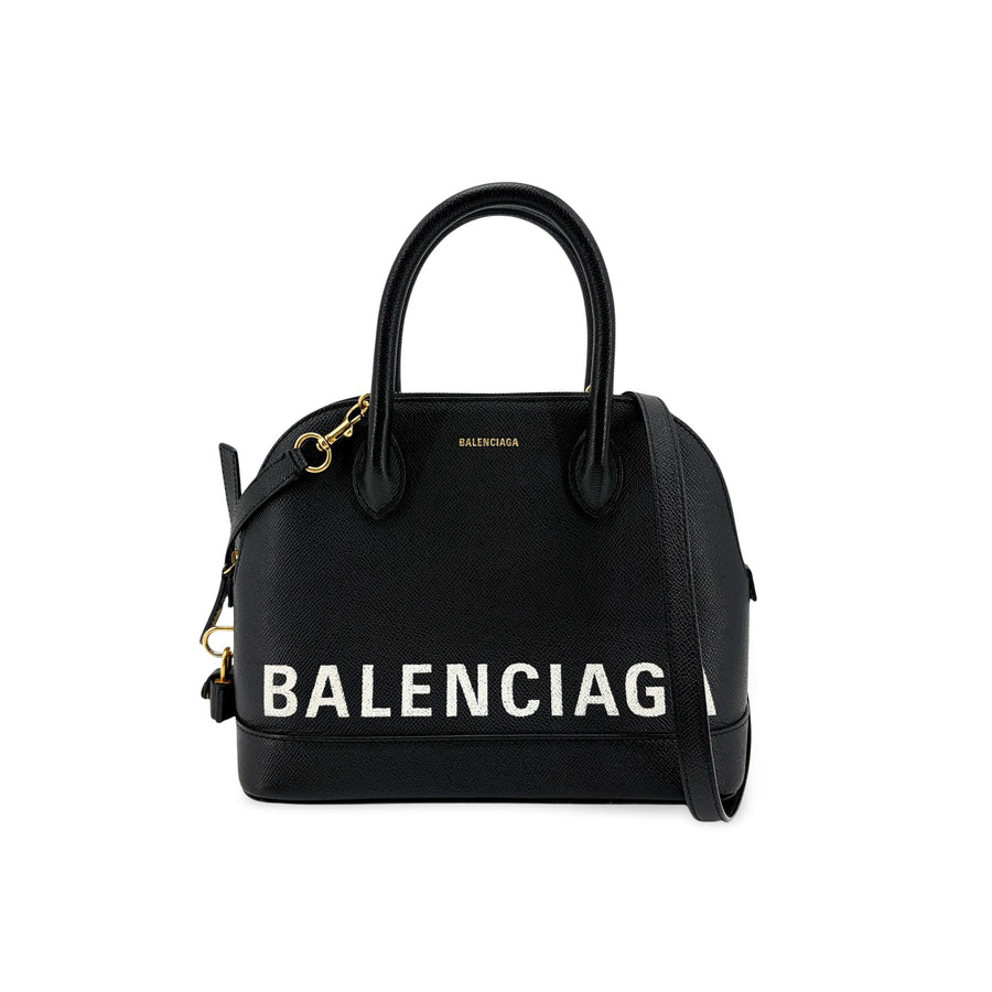 Balenciaga Logo Ville Leather Black Bag