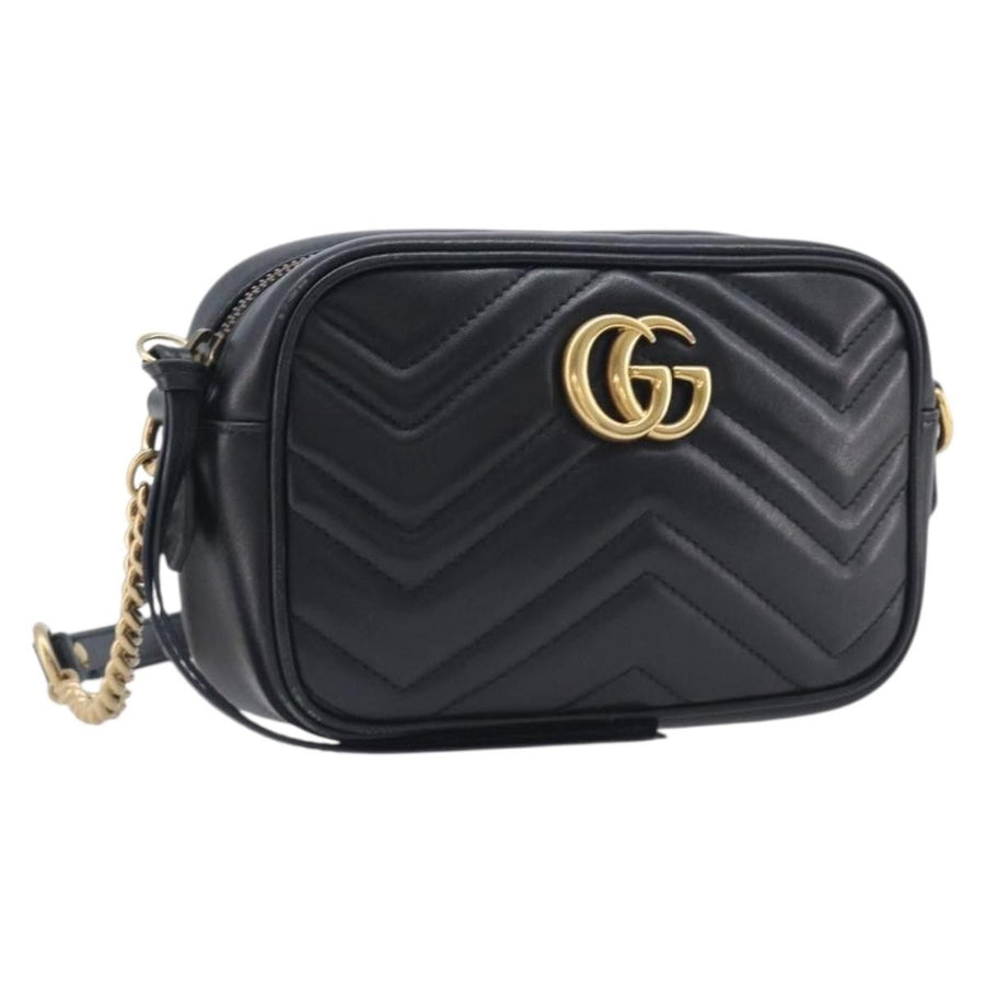 Gucci Gg Marmont Matelasse Patent Black Leather Bag