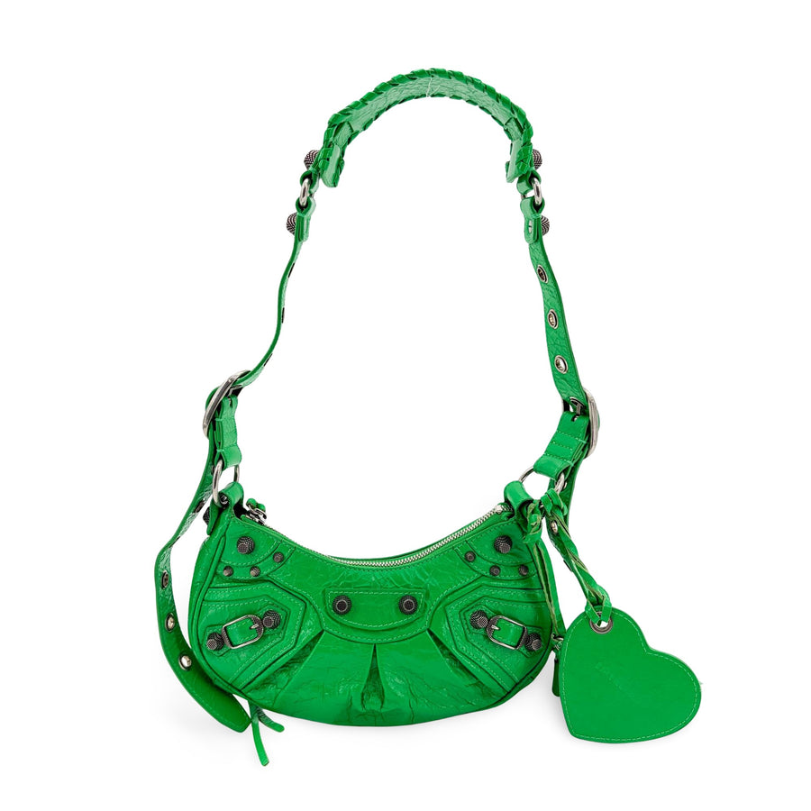 Balenciaga Le Cagole Giant Spikes Leather Green Bag