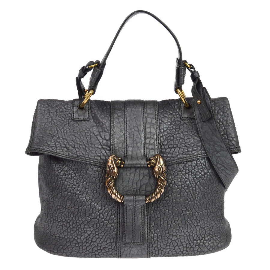 Bvlgari Leoni Top Handle Leather Gray Bag