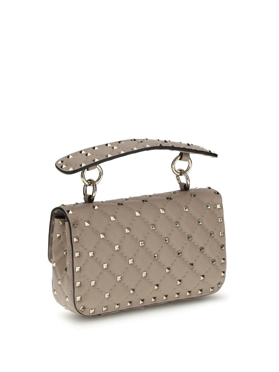 Valentino Garavani Rockstud Spike Shoulder Bag — Pink Calf Leather