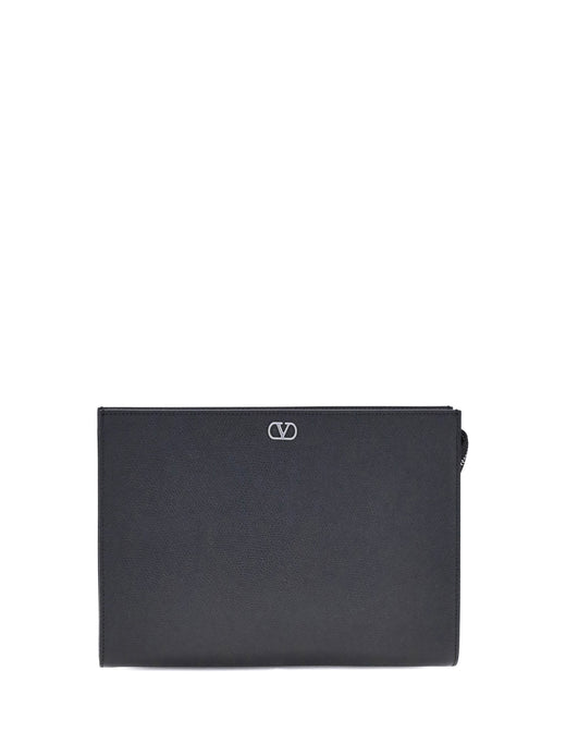 Valentino Garavani Vlogo Signature Soft-Grain Leather Wallet — Black