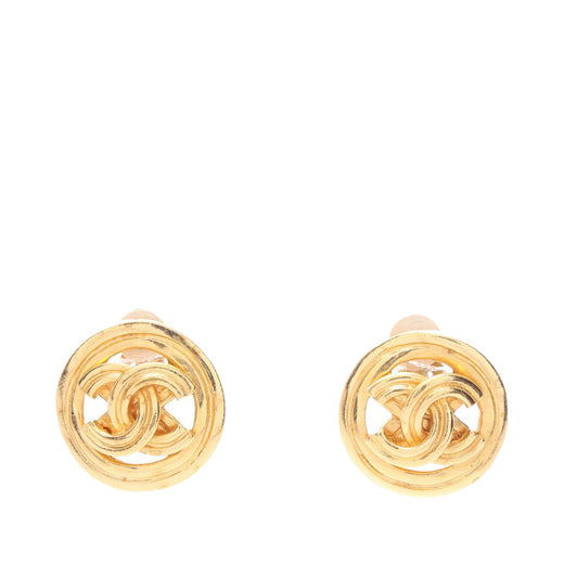 CC Gold Plated Round Clip On Earrings - Image 1
