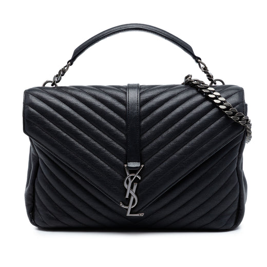 Large Sheepskin Chevron Monogram Monochrome College Bag - Image 1