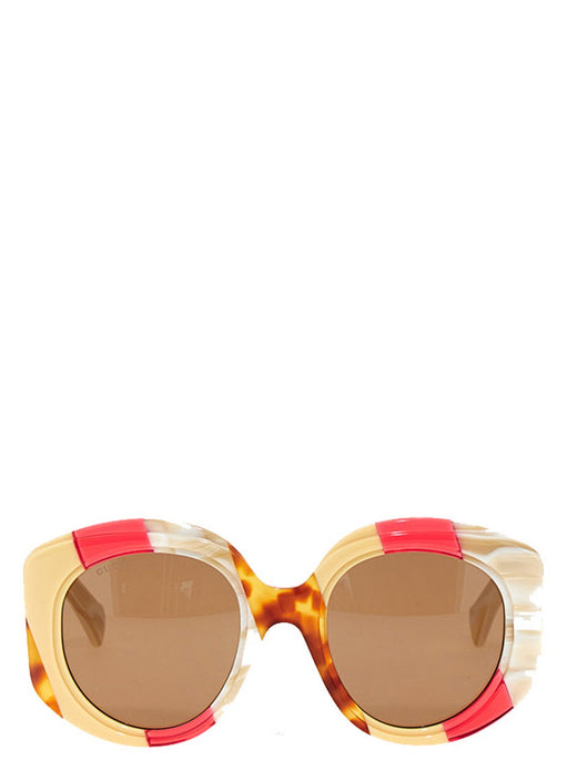 Gucci Tricolor Oversize Sunglasses — Cream