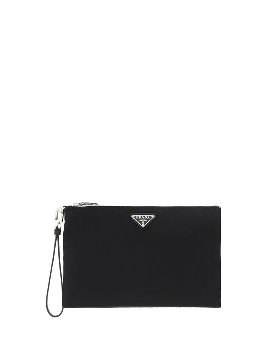 Prada Re-Nylon Triangle Logo Clutch — Black Polyamide Wallet