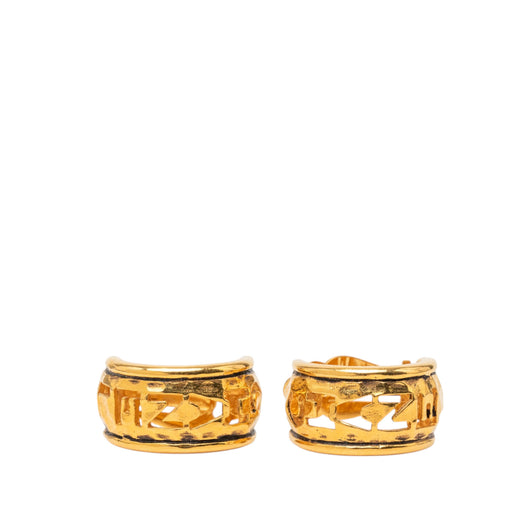 Gold Plated Logo Hoop Clip On Earrings - Image 1