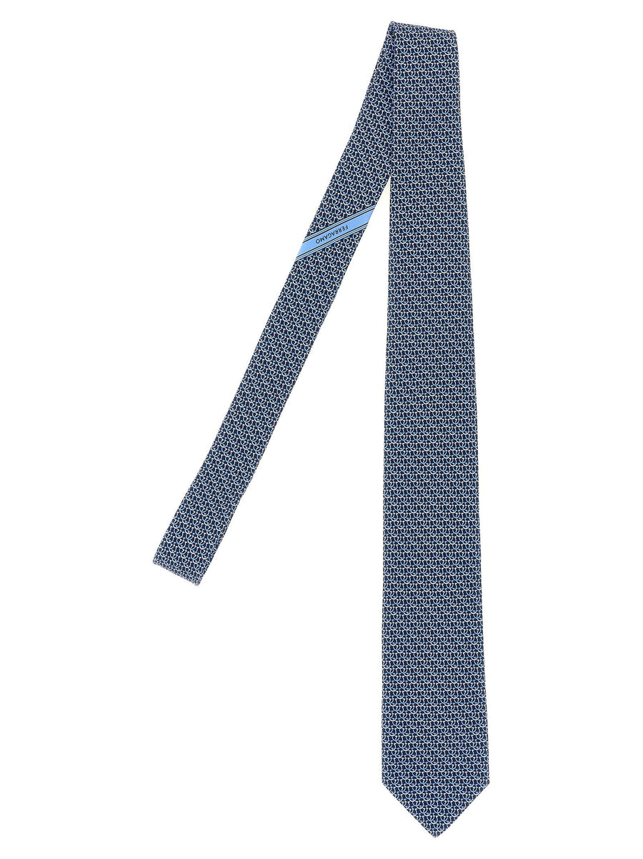 Ferragamo Necktie — Navy Pure Silk Neckties