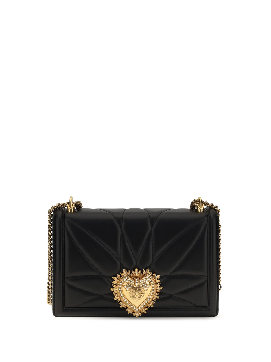 Dolce & Gabbana Devotion Shoulder Bag — Black Lamb Ovis Aries