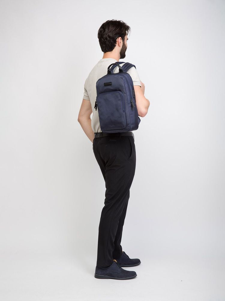 Momo Design Polyamide-Nylon With Leather Accents Backpack — Navy Polyamide/nylon