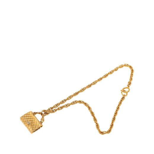 CC Gold Plated Classic Flap Bag Pendant Necklace - Image 1