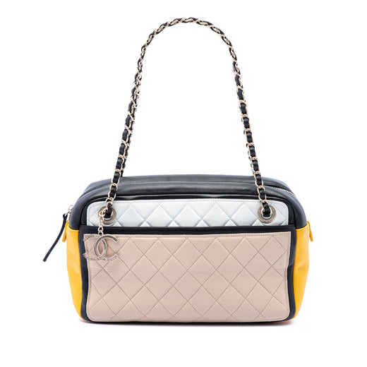 Tricolor Quilted Lambskin Graphic Camera Case Bag - Image 1