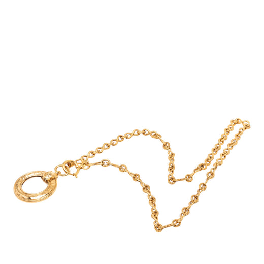 CC Gold Plated Hammered Round Pendant Necklace - Image 1