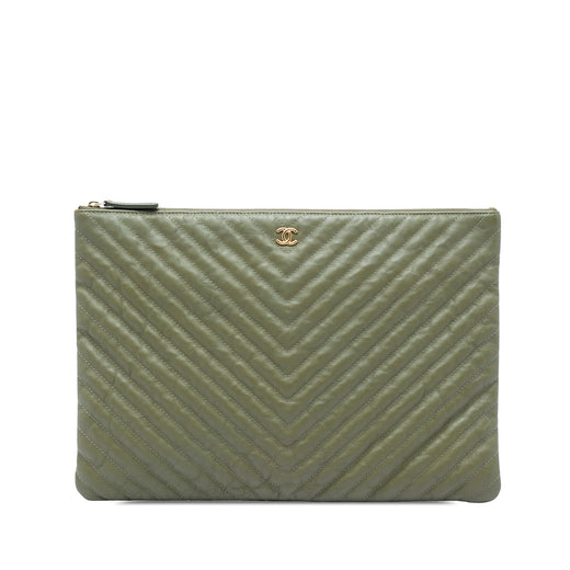 Large CC Chevron Calfskin O Case Clutch - Image 1