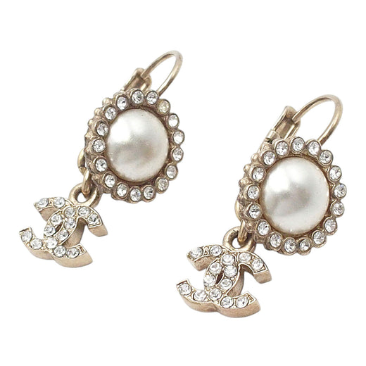 CC Gold Plated Faux Pearl Strass Clip On Earrings - Image 1