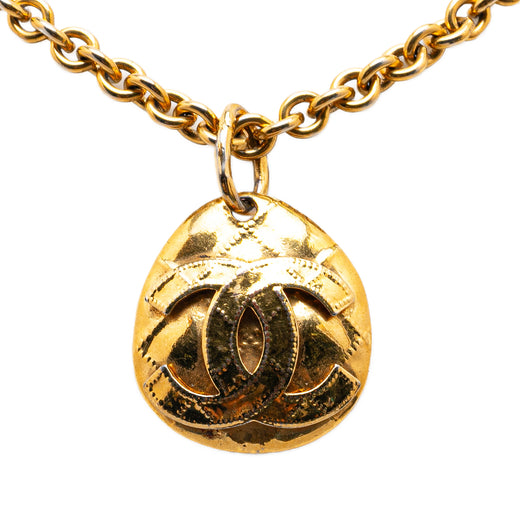 Gold Plated CC Round Pendant Necklace - Image 1