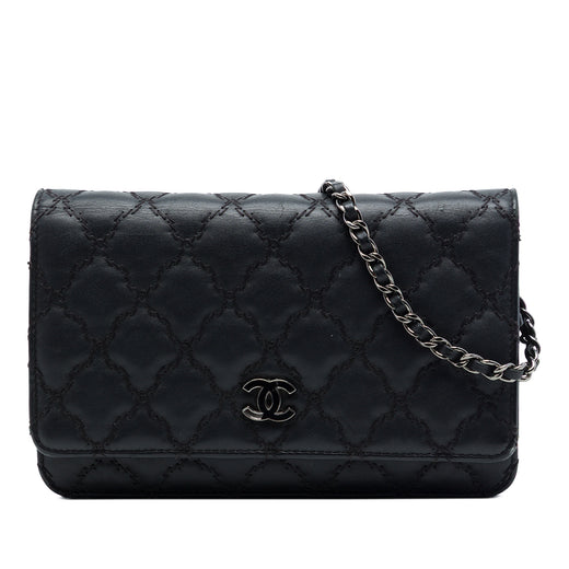 CC Quilted Calfskin Double Stitch Hamptons Wallet On Chain - Image 1
