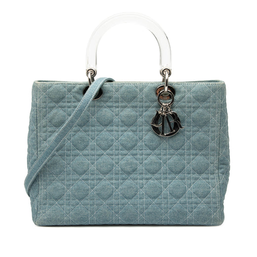 Large Denim Cannage Acrylic Handles Lady Dior - Image 1