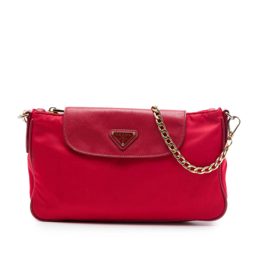Saffiano Trimmed Tessuto Chain Crossbody - Image 1