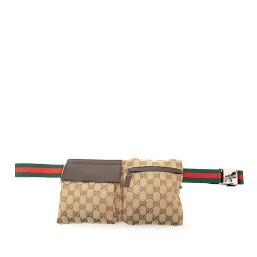 GG Canvas Web Double Pocket Belt Bag - Image 1