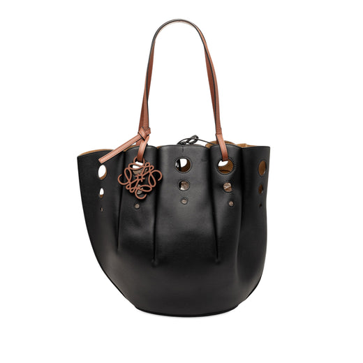 Paulas Ibiza Perforated Leather Shell Basket Tote - Image 1