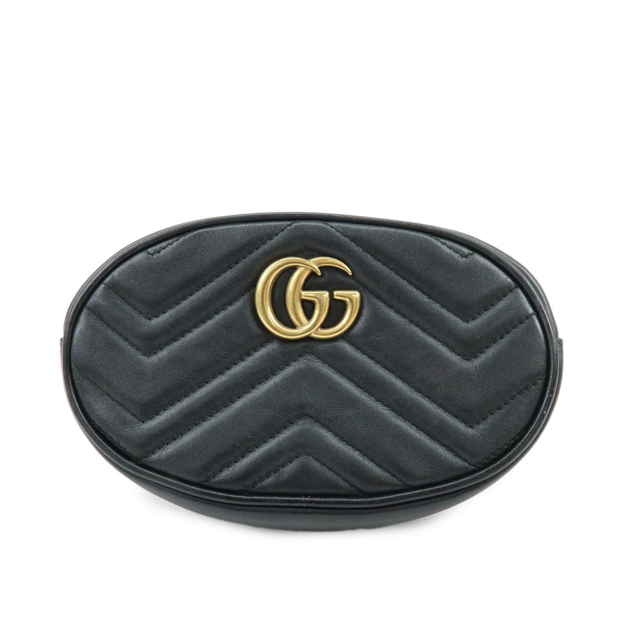 Gucci Gg Marmont Belt Matelasse Leather Black Bag