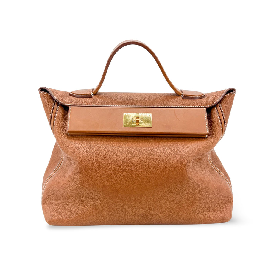 Hermes 24-24 Clemence With Swift Brown Leather Bag