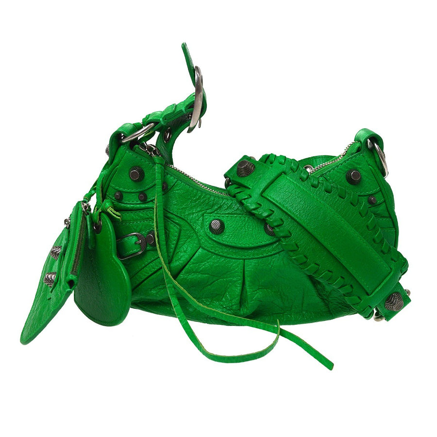 Balenciaga Le Cagole Giant Studs Leather Green Bag