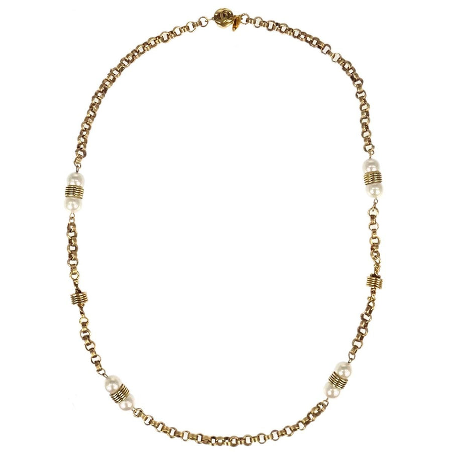 Chanel Cc Necklace Faux Pearl And Metal Multicolour Gold_plated Bijoux