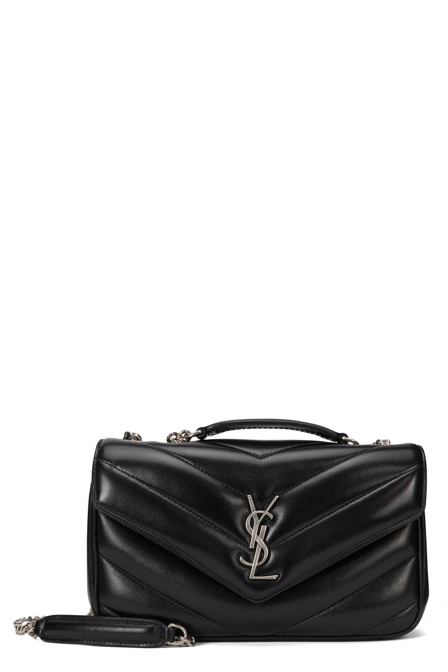 Saint Laurent Loulou Shoulder Bag — Black Lambskin