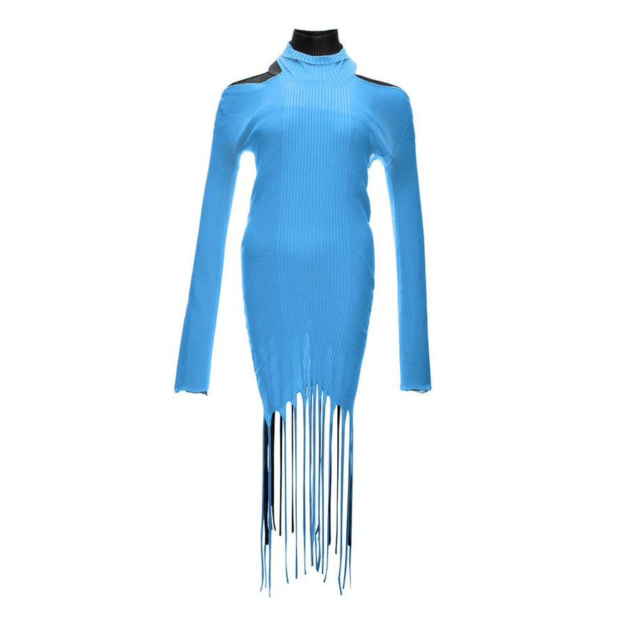 Blue Cotton Casual Dress