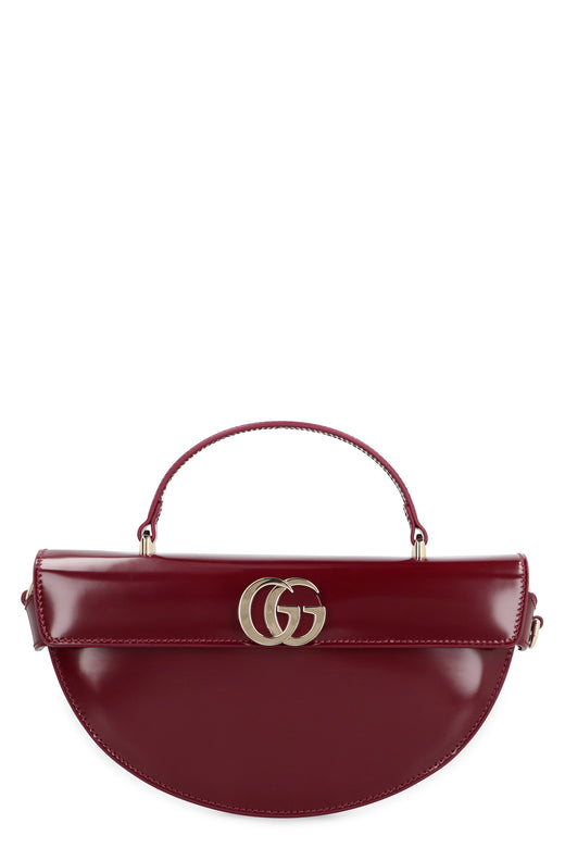 Gucci Calfskin Gg Turn-Lock Flap Top Handle Bag — Red Calf Leather