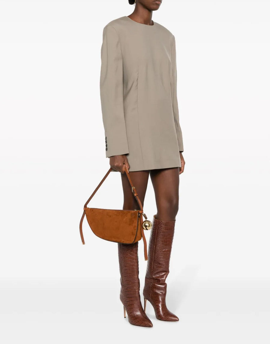Burberry Suede With Charm Detail Shoulder Bag — Brown Bos Taurus