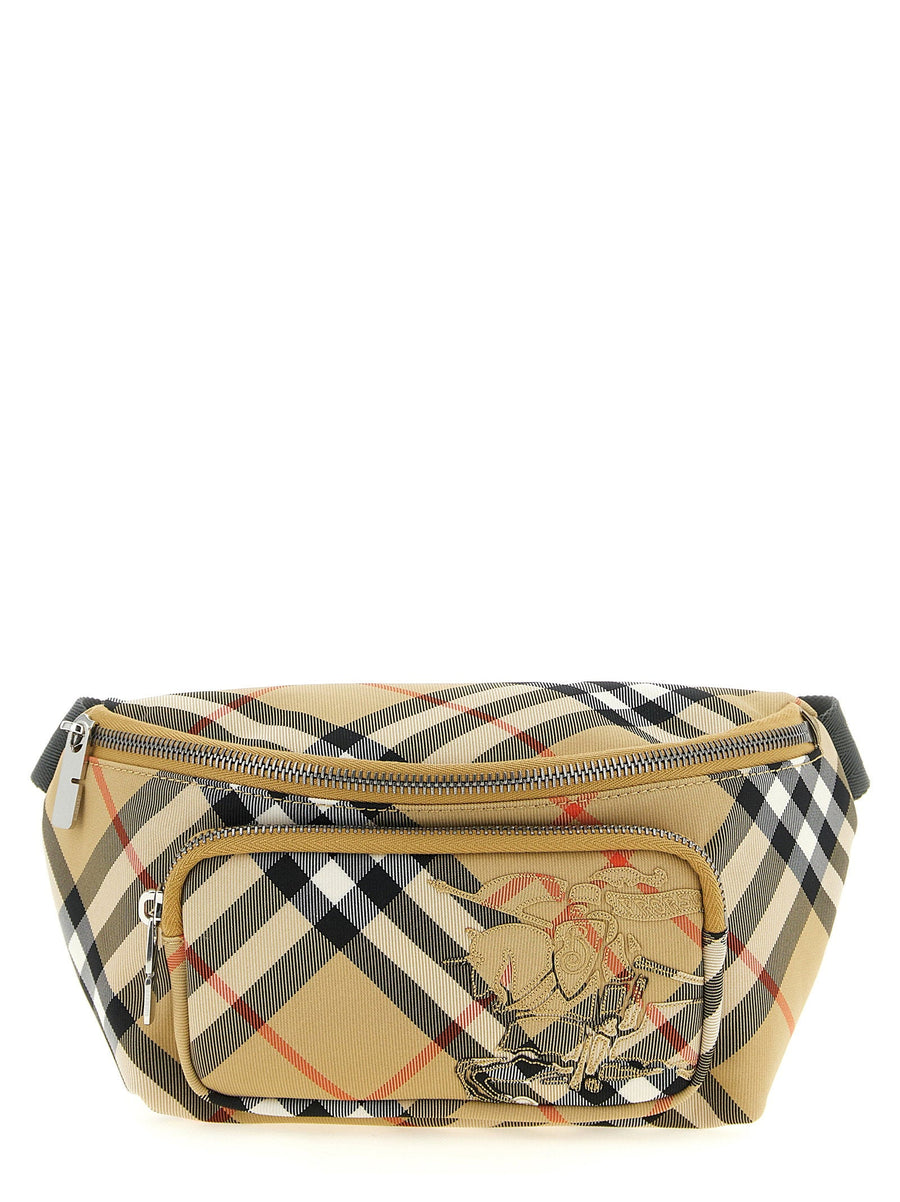 Burberry Check Belt Bag — Beige Technical Fabric