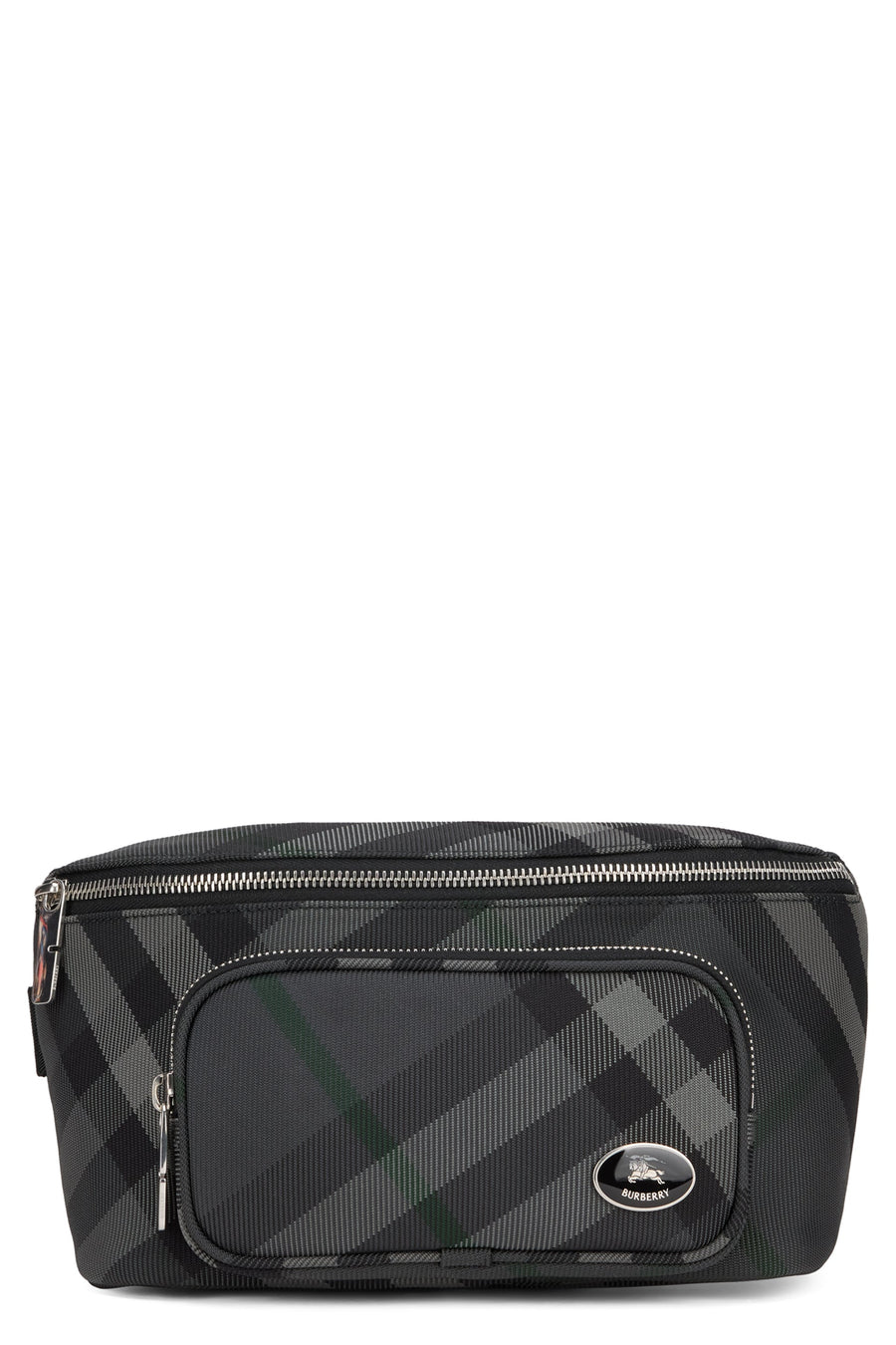 Burberry Check-Pattern Nylon Belt Bag — Gray Polyamide