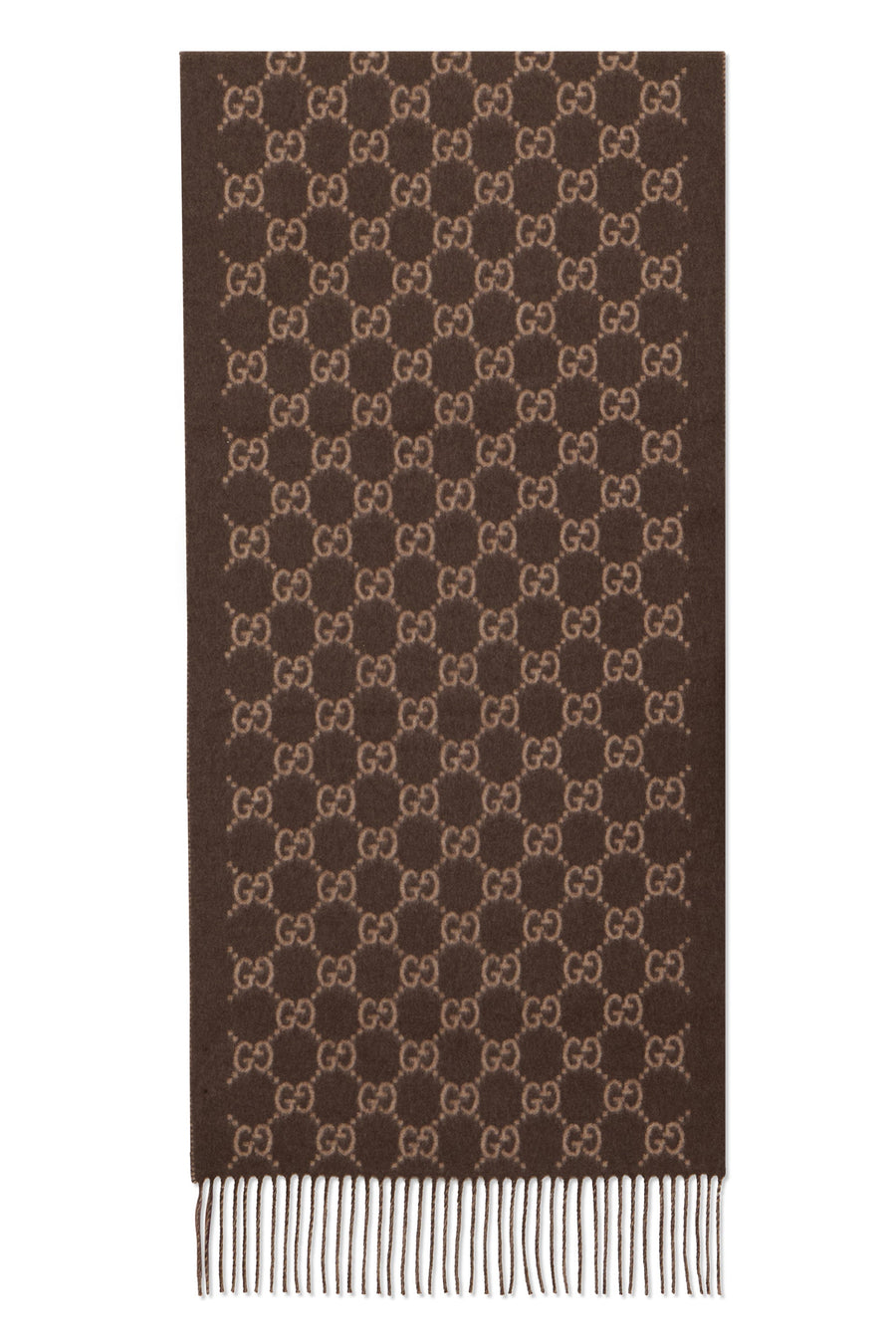 Gucci Gg Monogram Cashmere Scarf — Brown Scarfs