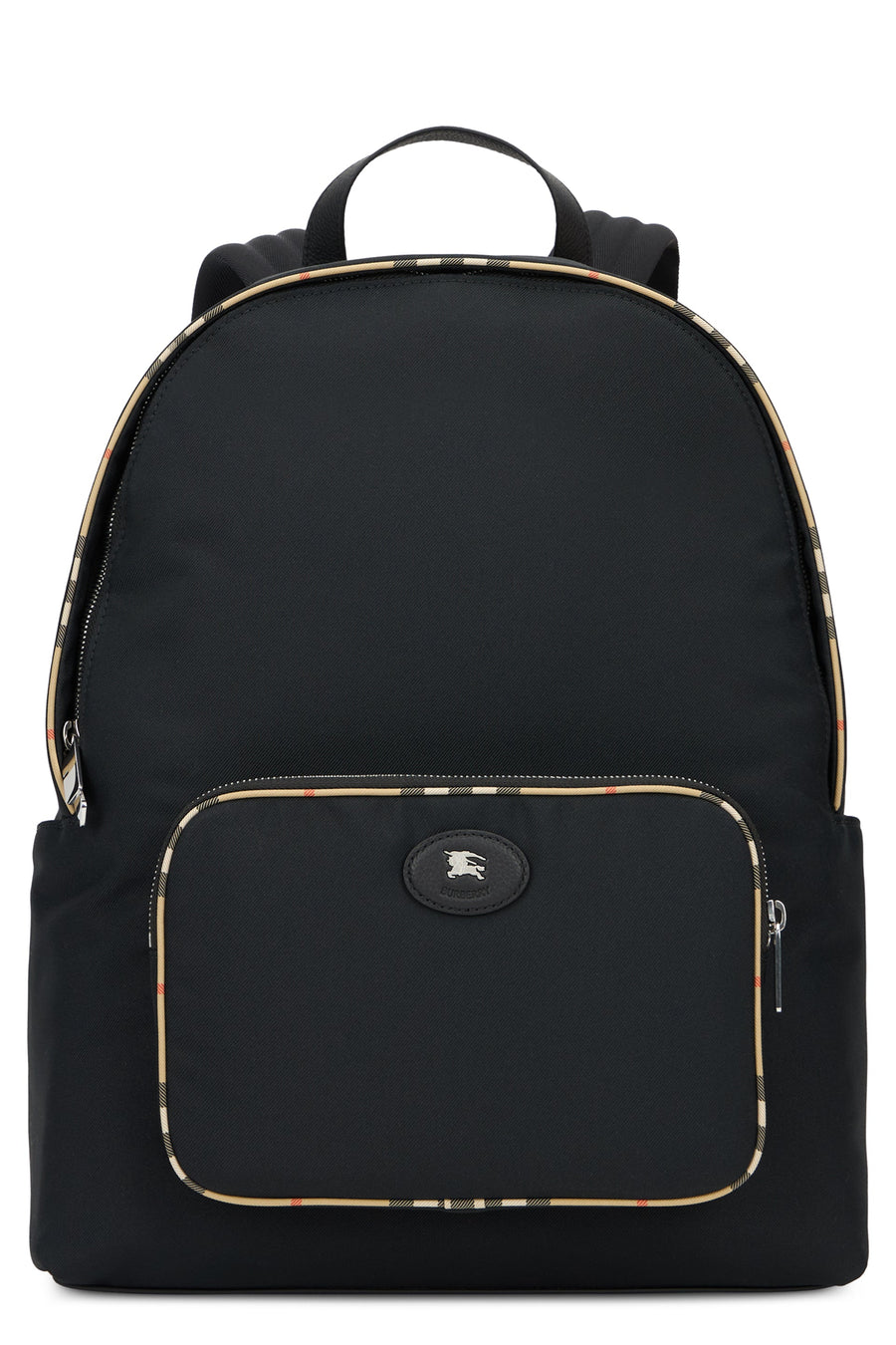 Burberry Tartan-Trimmed Polyester Backpack — Black