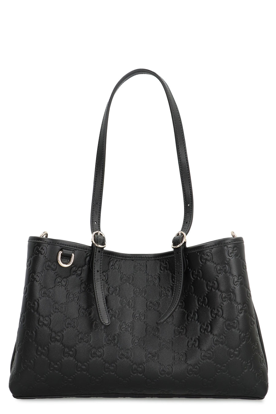 Gucci Gg Monogram Embossed Calfskin Shoulder Bag — Black
