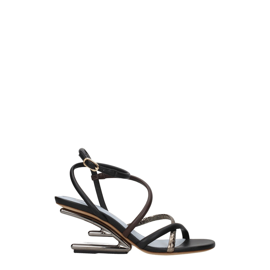 Multicolor Leather Flat Sandals