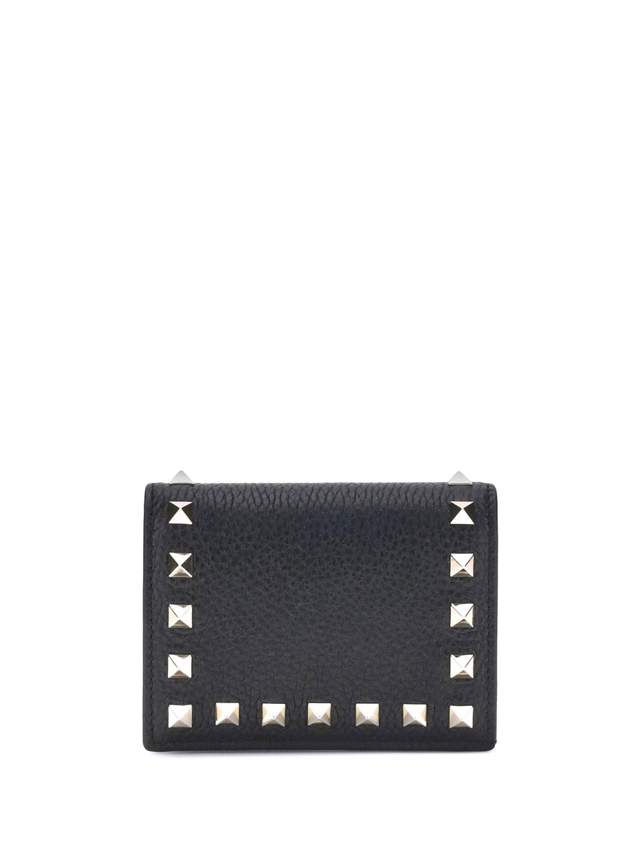 Valentino Garavani Rockstud Wallet — Black Calf Leather & Purses