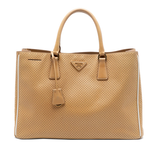 Large Perforated Saffiano Lux Galleria Zip Tote - Image 1