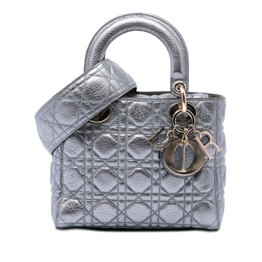 Small Metallic Grained Calfskin Cannage Supple Lady Dior - Image 1