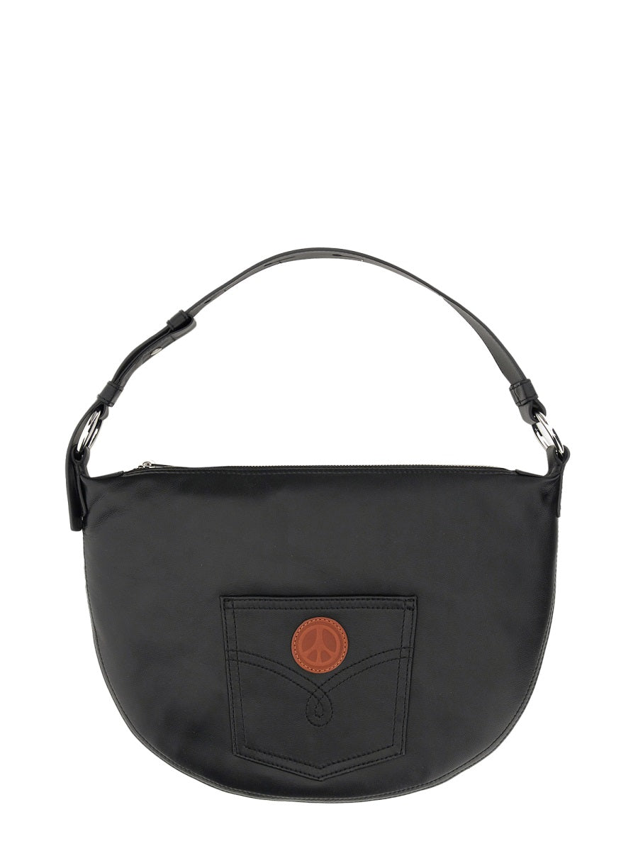Moschino Logo-Patch Polyester Shoulder Bag — Black