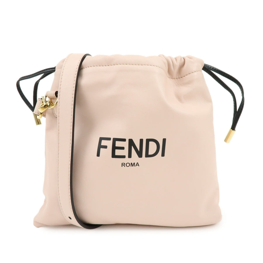 Fendi Logo Drawstring Leather Pink Bag