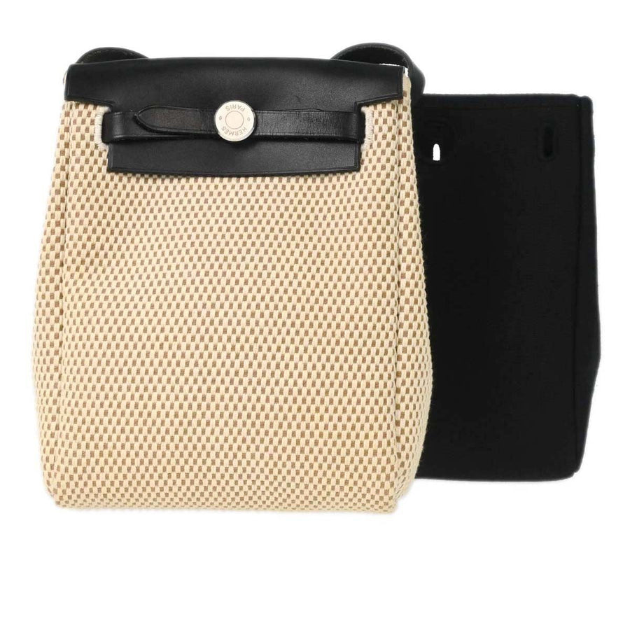 Hermes Herbag Toile And Leather Beige Canvas Bag