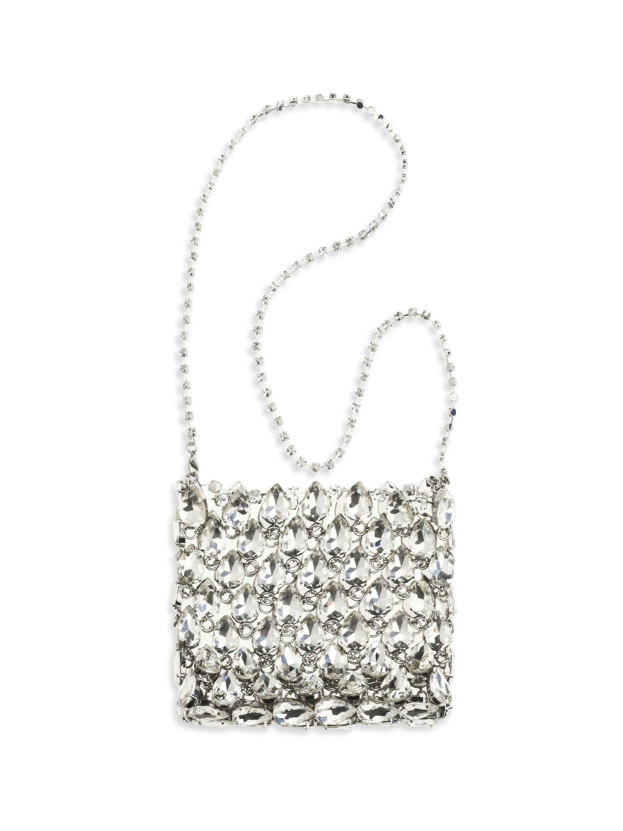 Self-Portrait Crystal Mesh Shoulder Bag — Silver Polyester