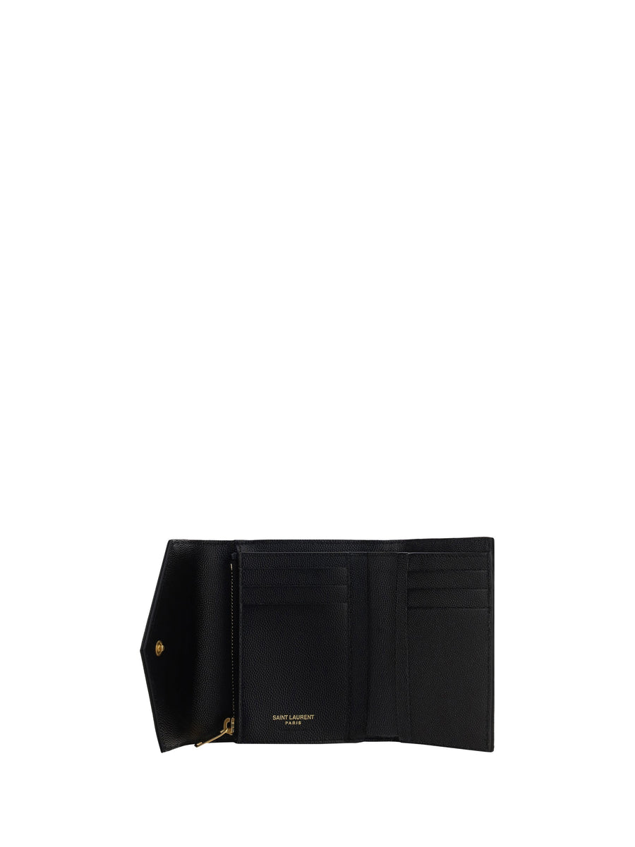 Saint Laurent Cassandre Wallet — Black Calf Leather