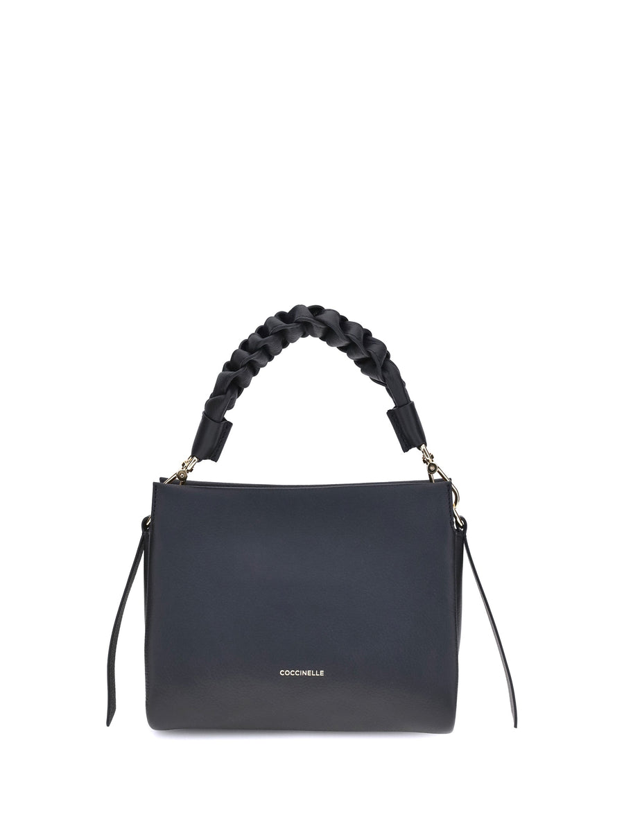 Coccinelle Shoulder Bag — Black Calf Leather Bos Taurus
