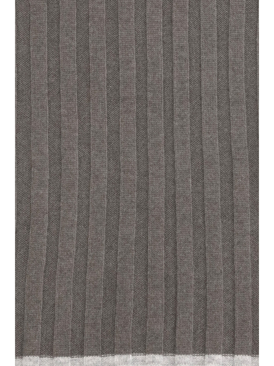 Brunello Cucinelli Ribbed Cashmere With Beading Scarf — Gray Scarfs
